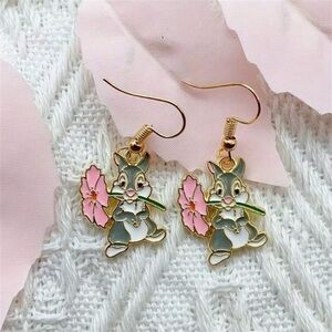 Cottagecore Bunny Flower Easter Dangle Earrings Bloomcore Thumper Disney